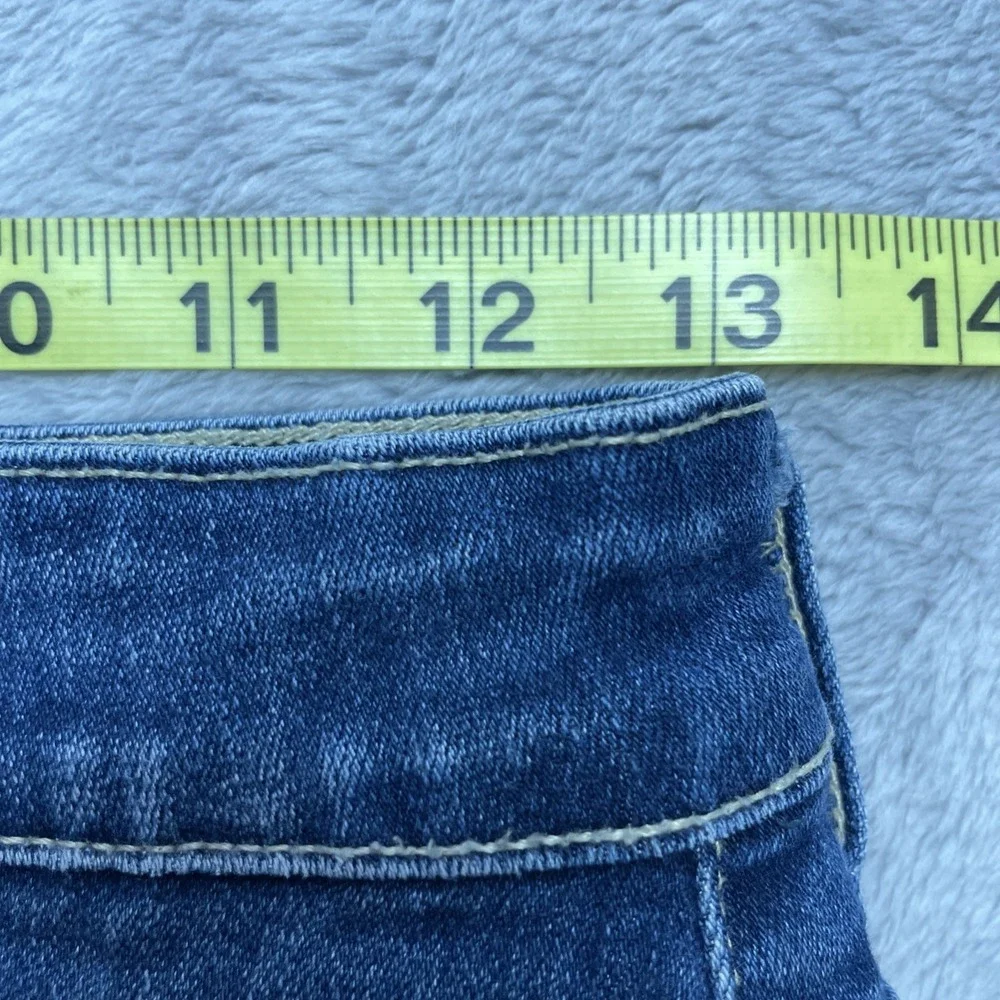 Kancan Womens Exposed Button Fly Jeans Sz 9/28 Blue Curvy Flare Hi Rise Stretch‎
